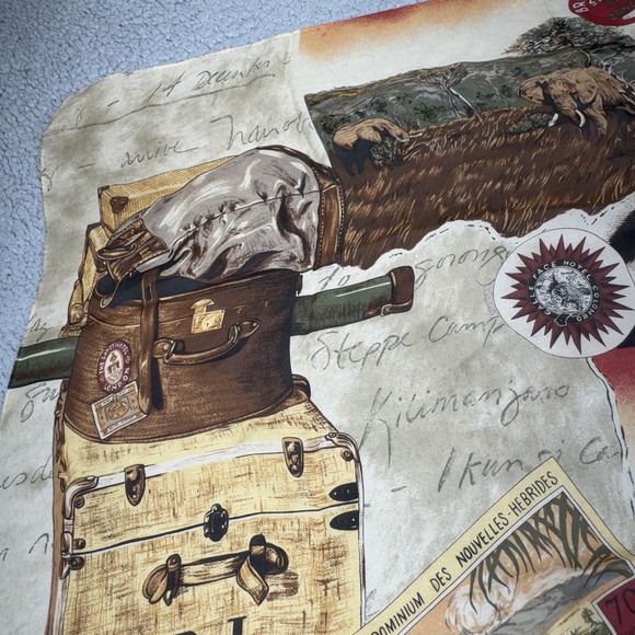Vintage Ralph Lauren Scarf‎ 33x33 Safari Journal African Animal British India - Picture 6 of 15
